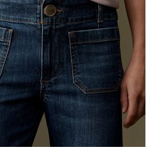 Anthropologie The Colette Mid-Rise Wide-Leg Crop Jeans Dark Wash